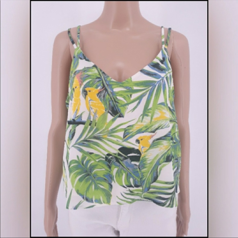 June & Hudson Tropical Print Crop Top